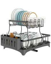 Fresh Fab Finds 2-Tier Dish Drying Rack With Detachable Drainboard