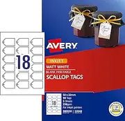 Avery 22848 Scalloped Printable Tags with String, White, 50 X 32 mm, 90 Cards (980050/22848)