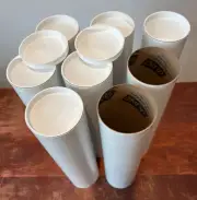Qty 25 WHITE MAILING TUBES with CAPS 3" x 12" ULINE S-1632 Shipping & Fulfilment