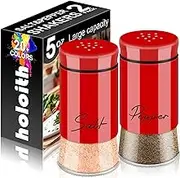 Red Salt and Pepper Shakers Set,5 oz Cute Christmas ktichen Decor and Accessories Theme Set Home Essentials Housewarming Gifts Refillable Design (Red)