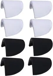 [OHEETU] 4Pairs Black and White Sewing Foam Shoulder Pads Covered Set-in Sponge Shoulder Enhancer Pad Cushion Clothes Sewing Accessories for Blazer Suit Coat Jacket, White+black, 15x9x1.2cm