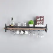 Industrial 36" Wall Mounted Wine Racks with 9 Stem Glass Holders for Wine Glasse