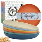Wheat Straw Plates - 6 PCS Unbreakable Dinner Plates, Microwave & Dishwasher ...