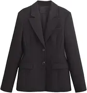 [Zadaos] Female Summer 2 Piece Set Solid Turn-Down Collar Pocket Decorate Suit Coat+Mid Waist Split Hem Midi Skirt