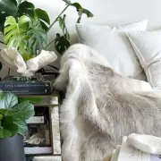 Reindeer Throw Blanket Rug - Natural Light