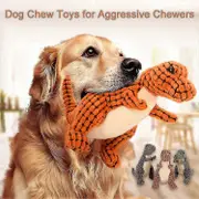 Indestructible Robust Dino, Squeaky Dog Toys For Aggressive Chewers, Unbreakable Stuffed Plush Dog Toy orange color