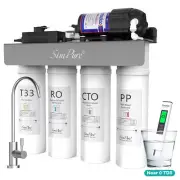 SimPure WP2-400GPD UV Under Sink Reverse Osmosis Water Filter System 0 TDS Meter
