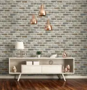 SV5450 Tan Gray and Light Brown Brick Peel & Stick Wallpaper Tan Gray Brown