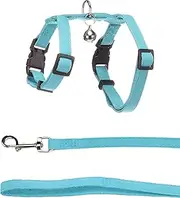 Flamingo Harnass with Lead for Kittens Lomi Light Blue - A: 15-22cm, W: 20-30cm, C: 120cm x 10mm x 2mm, Elegant, Safe and Stylish