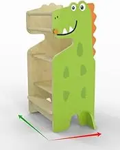 Toddler Standing Tower, Adjustable Height Toddler Kitchen Stool Helper with Blackboard, Dinosaur Kids Kitchen Step Stool for Learning New Skills