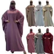 Hooded Abaya Muslim Women Prayer Dress Islamic Caftan Kaftan Ramadan Robe Gown