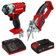 Einhell 18v 2.0 Ah Li-Ion Power X-Change Impact Driver pruning Saw BUNDLE