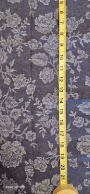 Sewing Quilting Fabric Denim Light Weight Polycotton Floral 1.5 Yds X 44 "