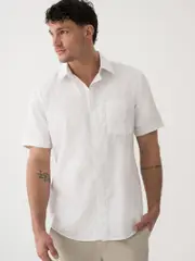 Elliotts Short Sleeve White Self Check Shirt