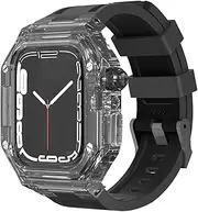 [AEHON] Luxury Transparent Modification Kit Case For Apple Watch 440 41mm DIY Mod Kit+Rubber Strap For Apple Watch Band 45mm 44mm SE 8 7 6 5 4