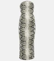 [Khaite] Khaite Strapless snake-printed midi dress AU 14 multicoloured
