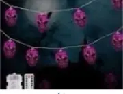 Halloween Skull String Lights 30 LED 16.4 FT 8 Modes Timer Purple Lights