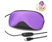 1 pcs Portable Cold and Hot USB Heated Steam Eye Mask + Reusable Ice Gels for Sleeping, Eye Puffiness, Dry Eye, Tired Eyes - Purple