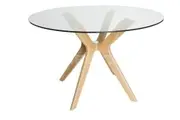 Lyn Round Glass Dining Table - 120cm - Natural