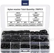 Nylon Washers Kit | Waterproof Black Flat Washers with Storage Box - Household Maintenance Nylon Gaskets for Electronic Devices, Home Repair