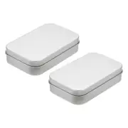 Metal Tin Box Containers, 2Pcs 3.7x2.4x0.9 Inch Portable Storage Box, Silver