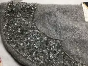 MAX STUDIO HOME TABLE TOP TREE SKIRT GRAY 22" BEADED SILVER WOOL POLYESTER NIP