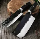 Cleaver Nakiri Knife Set Handmade Forged Steel Wood Handle Chef Slicing Butcher