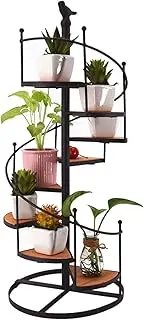 Plant Stand,Plant Stand Retro Wrought Iron Wood Spiral Staircase Multi-Layer Flower Pot Shelf Balcony Living Room Garden Floor Flower Stand Flower Pot Holder Tall Plant Stand