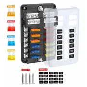 Ozoffer 12 Way Blade Fuse Auto Block Box Holder Indicator 12V ATC ATO Circuit Car Boat
