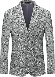 [Zadaos] Men's Blazers Business Fashion Wedding Stage Casual Sequin Suit Jacket Coat