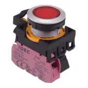IDEC CW Series Red 24V illuminated Maintained Flush Push Button Switch 1NO IP65