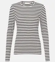 [Nili Lotan] Nili Lotan Susana striped cotton jersey T-shirt AU 14 black