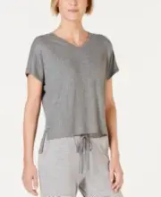 Alfani Super Soft Ribbed Pajama Top Med Gray 2X