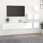 vidaXL Wall-Mounted TV Cabinet Hanging Floating TV Console Stand Media Unit HiFi Cabinet Sideboard Organiser White Engineered Wood