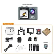 5K Action Camera 4K60FPS Dual IPS Screen EIS 170° 30M Waterproof 5X Zoom Sport C