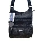 Baggallini Black Floral Design Adjustable Strap Zippered RFID Crossbody Bag Sz M