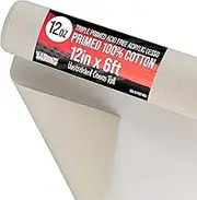 U.S. Art Supply 12" Wide x 2 Yards (6 Feet) Long Unstretched Canvas Roll - 100% Cotton, 12-Ounce Triple Primed Gesso, Acid-Free - Pro Artist Quality, Oil & Acrylic Painting, Murals - Cut To Frame Size