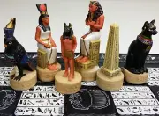 Anubis Buff Gold Set Chess Men Pieces NO Board
