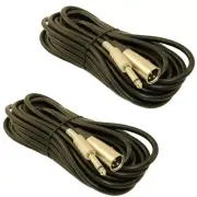 2 PCS 25Ft XLR 3Pin MALE to 1/4" MONO Plug Shielded MIC Microphone Audio Cable