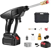 Battery Pressure Washer, 21 V Battery Pressure Washer Gun with 6-in-1 Adjustable Nozzle, Mobile Pressure Washer with 5 m Hose for Car Window Cleaning Gardens Watering