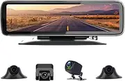 Four Record Car Recorder 12-Inch Full-Screen Monitoring Streaming Media AHD Rearview Mirror Car Recorder Integrated Machine
