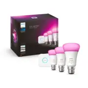 4pc Philips White/Colour Ambiance Hue 11W A60 B22 Light Globes/Bulbs w/Bridge