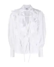 Lotus leaf trimmed blouse IT44,IT42 White