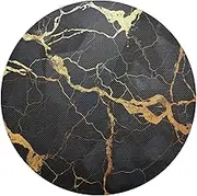 Black and Gold Marble Round Table Placemats, Heat Resistant Non Slip Table Mat Washable for Kitchen, Set of 6