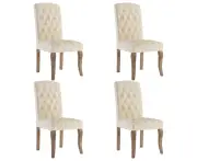 vidaXL Dining Chairs 4 pcs Beige Linen-Look Fabric