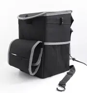 Waterproof Car Trash Can Garbage Bin,Multipurpose,Super Large Size with Lid and Storage Pockets,Foldable and adjustable，Leak Proof -Black