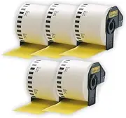 ExtraPrint 5 Rolls Compatible Continuous Yellow Labels DK-44605 Replacement for Brother QL-820NWB QL-700 QL-650TD QL-550 QL-500W QL1100 QL110 QL1050N QL1050 62mm x 30.48m