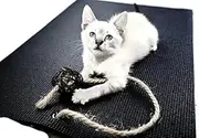 Feline Yogi Cat Mat with Catnip Cat Toy. Cat Scratching Post Bed Activity Play Mat (Black)