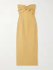 [TOVE] TOVE - Rahel Tie-front Cotton-blend Midi Dress - Sand - FR 42 FR 42 Neutrals