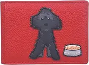 Soft Leather Cockapoo Dog Card / ID Holder Travel Pass by Mala Leather, Red, S, Contemporary